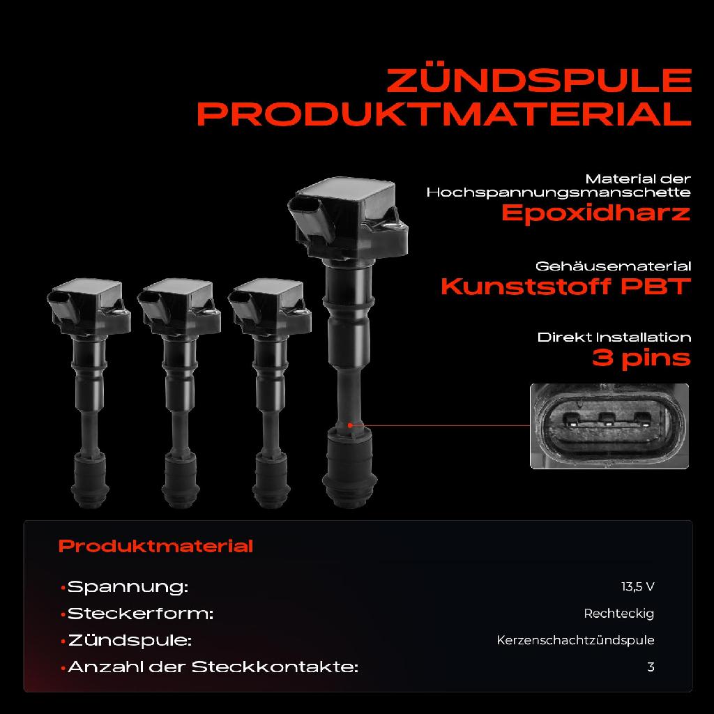 4x Zündspule Zündkerze für Volvo S60 II III S80 S90 V40 Schrägheck V60 I V70 V90 Cross Country Kombi