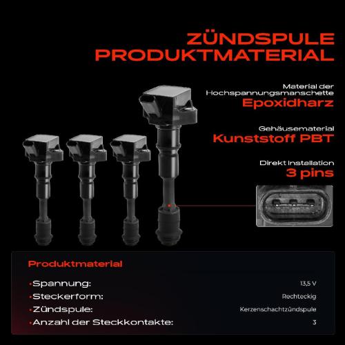 Frankberg 4x Zündspule Zündkerze für Volvo S60 II III S80 S90 V40 Schrägheck V60 I V70 V90 Cross Country Kombi Bild Frankberg 4x Zündspule Zündkerze für Volvo S60 II III S80 S90 V40 Schrägheck V60 I V70 V90 Cross Country Kombi