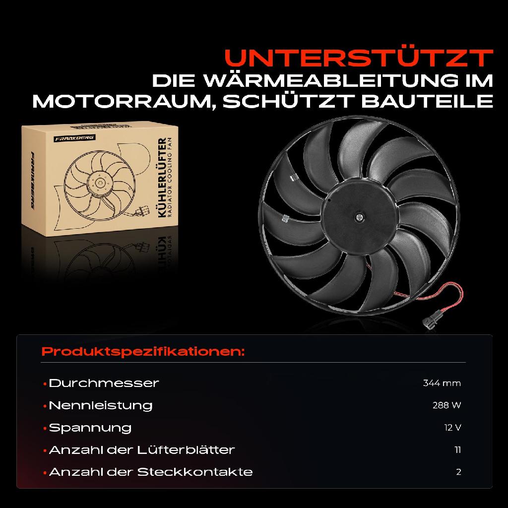 1x Motorkühller Einfachlüfter ohne Kühlerlüfterrahmen VW Transporter T4 70B California T4 Camper