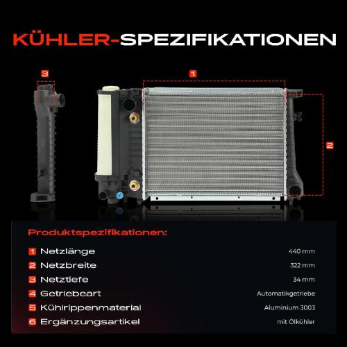 Frankberg 1x Kühler Wasserkühler Motorkühler für BMW E30 E34 525i 1988-1996 Bild Frankberg 1x Kühler Wasserkühler Motorkühler für BMW E30 E34 525i 1988-1996