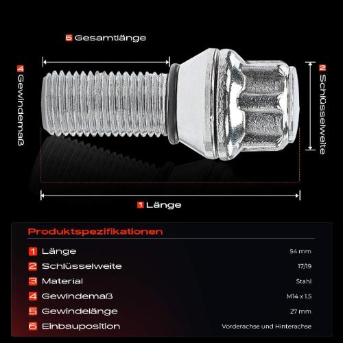 5x Radschraube für BMW 7er E65 E66 E67 X3 E83 3.0L 4.0L 3.6L 3.9L Bild 5x Radschraube für BMW 7er E65 E66 E67 X3 E83 3.0L 4.0L 3.6L 3.9L
