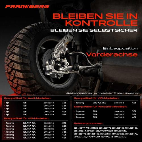 1x Querlenker Satz Vorderachse für VW Touareg Audi Q7 Porsche Cayenne 4.8L 3.2L 4.9L 6.0L 2002-2010 Bild 1x Querlenker Satz Vorderachse für VW Touareg Audi Q7 Porsche Cayenne 4.8L 3.2L 4.9L 6.0L 2002-2010