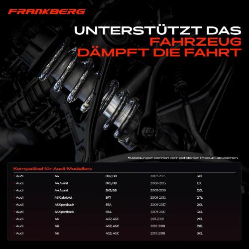 Frankberg 2x Fahrwerksfeder Hinterachse für Audi A4 8K2 B8 8K5 B8 A5 8F7 8TA A6 4G2 4GC 2007-2018 Bild Frankberg 2x Fahrwerksfeder Hinterachse für Audi A4 8K2 B8 8K5 B8 A5 8F7 8TA A6 4G2 4GC 2007-2018