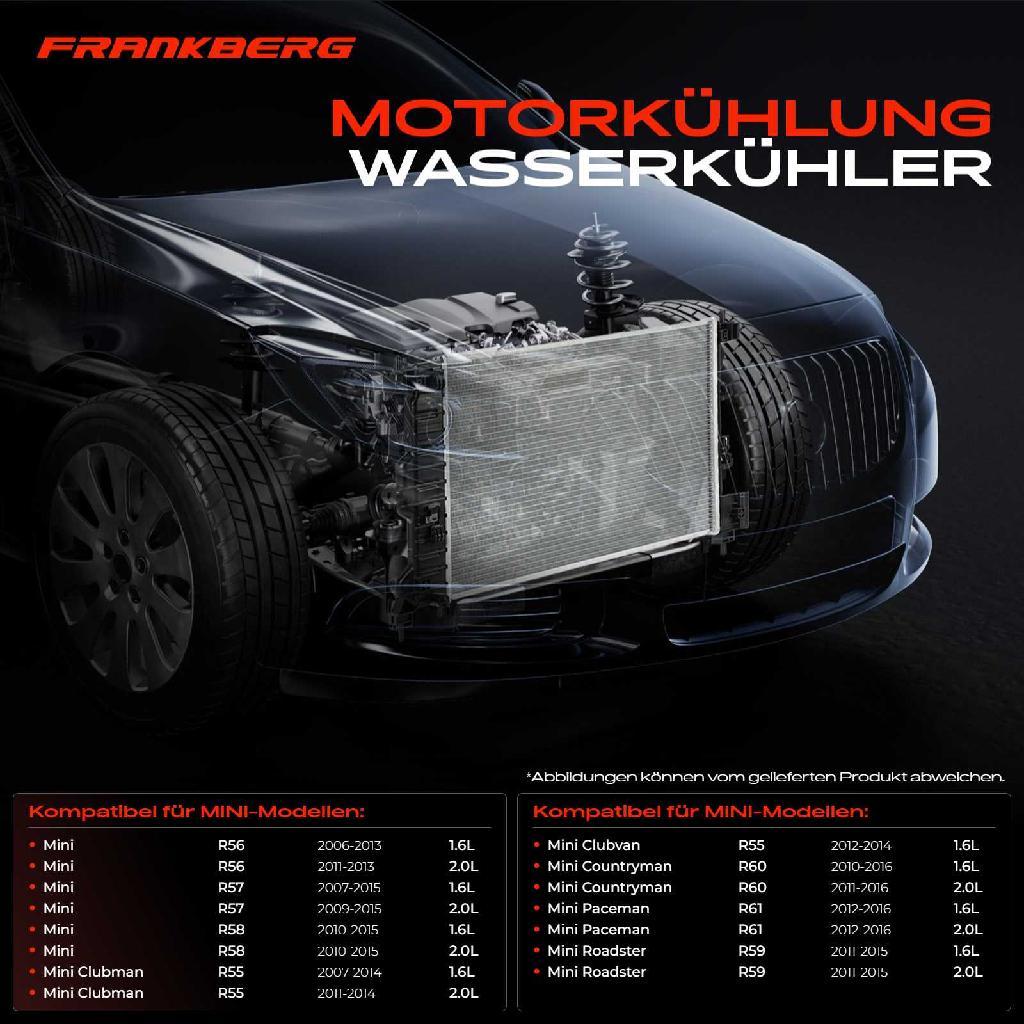 1x Kühler Wasserkühler Motorkühler für MINI R55 R56 R57 R58 R59 R60 R61 Cooper