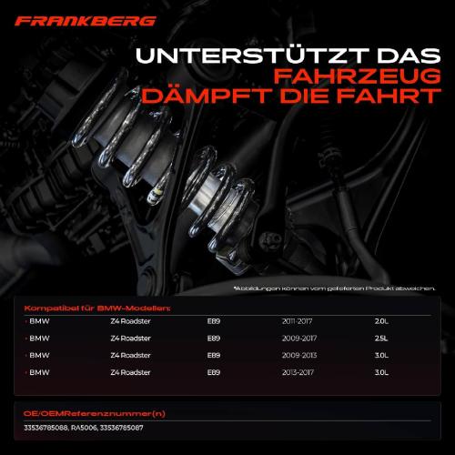 Frankberg 2x Fahrwerksfeder Hinterachse für BMW Z4 Roadster E89 2.0L 2.5L 3.0L 2009-2017 Bild Frankberg 2x Fahrwerksfeder Hinterachse für BMW Z4 Roadster E89 2.0L 2.5L 3.0L 2009-2017