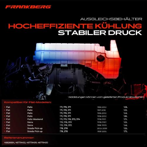 Frankberg 1x Ausgleichsbehälter Kühlmittelbehälter für Fiat Palio Siena Strada Pick-up 1.0L-1.7L Bild Frankberg 1x Ausgleichsbehälter Kühlmittelbehälter für Fiat Palio Siena Strada Pick-up 1.0L-1.7L