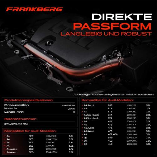 Frankberg 1x Kühlerschlauch Turboschlauch für Audi A4 8EC 8K2 A4 Avant 8ED 8K5 A5 8T3 A5 Sportback 8TA A6 4F2 Bild Frankberg 1x Kühlerschlauch Turboschlauch für Audi A4 8EC 8K2 A4 Avant 8ED 8K5 A5 8T3 A5 Sportback 8TA A6 4F2