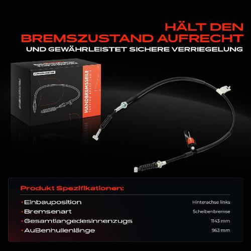 1x Seilzug Feststellbremse Hinterachse links für Mazda MX-5 II NB 1998-2005 1.6L 1.8L Bild 1x Seilzug Feststellbremse Hinterachse links für Mazda MX-5 II NB 1998-2005 1.6L 1.8L