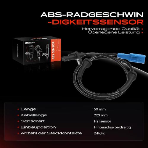 Frankberg 1x ABS Sensor Hinterachse beidseitig für Citroën C3 Picasso C-Elysee Peugeot 207 CC SW 208 I 301 2008-2013 Bild Frankberg 1x ABS Sensor Hinterachse beidseitig für Citroën C3 Picasso C-Elysee Peugeot 207 CC SW 208 I 301 2008-2013