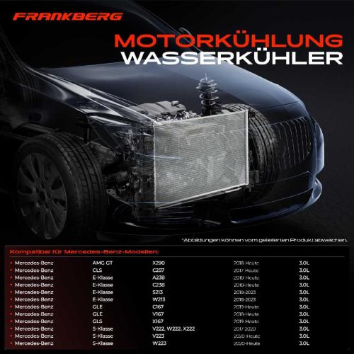 Frankberg 1x Kühler Wasserkühler Motorkühler für Mercedes-Benz W213 A238 V167 W222 X290 C257 W223 V223 Bild Frankberg 1x Kühler Wasserkühler Motorkühler für Mercedes-Benz W213 A238 V167 W222 X290 C257 W223 V223