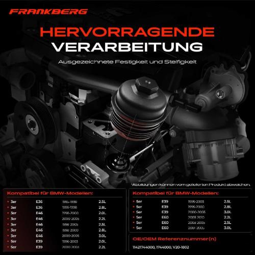 Frankberg 1x Ölfiltergehäuse Deckel für BMW E46 E36 E38 E39 E60 E61 E65-E67 X3 Z4 Bild Frankberg 1x Ölfiltergehäuse Deckel für BMW E46 E36 E38 E39 E60 E61 E65-E67 X3 Z4