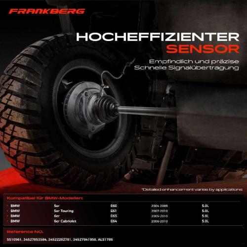 Frankberg 1x ABS Sensor Hinterachse beidseitig für BMW 5er E60 5er Touring E61 6er E63 6er Cabriolet E64 5.0L 2004-2010 Bild Frankberg 1x ABS Sensor Hinterachse beidseitig für BMW 5er E60 5er Touring E61 6er E63 6er Cabriolet E64 5.0L 2004-2010