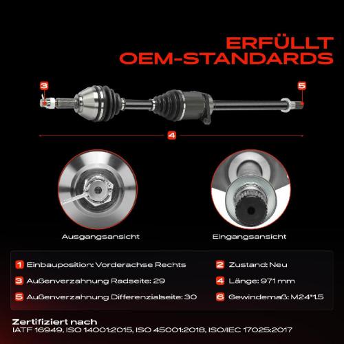 1x Antriebswelle Vorderachse Rechts für Nissan Qashqai  I X-Trail Renault Koleos I HY Bild 1x Antriebswelle Vorderachse Rechts für Nissan Qashqai  I X-Trail Renault Koleos I HY