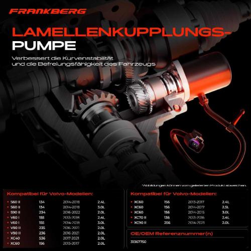 1x Lamellenkupplungspumpe für Volvo S60 II S90 II V60 XC40 XC60 XC70 II XC90 II Bild 1x Lamellenkupplungspumpe für Volvo S60 II S90 II V60 XC40 XC60 XC70 II XC90 II