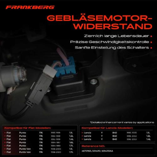 1x Widerstand Vorwiderstand Gebläsemotor für Fiat Punto Van 176 176C 176L Seicento/600 187 Y Bild 1x Widerstand Vorwiderstand Gebläsemotor für Fiat Punto Van 176 176C 176L Seicento/600 187 Y
