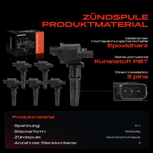 6x Zündmodul Zündspule für Hyundai Getz Santa Fé I Sonata IV Trajet Tucson KIA Magentis Sorento Bild 6x Zündmodul Zündspule für Hyundai Getz Santa Fé I Sonata IV Trajet Tucson KIA Magentis Sorento