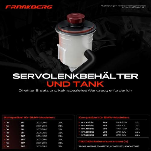 1x Ausgleichsbehälter Servolenkung für BMW E81 E82 E87 E88 E90-E93 F12 Bild 1x Ausgleichsbehälter Servolenkung für BMW E81 E82 E87 E88 E90-E93 F12