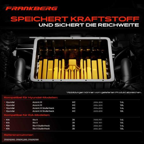 Frankberg 1x Kraftstofftank Kraftstoffbehälter für Hyundai Accent 3 MC KIA Rio 1.4L Bild Frankberg 1x Kraftstofftank Kraftstoffbehälter für Hyundai Accent 3 MC KIA Rio 1.4L