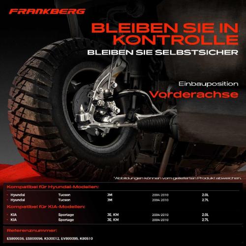 Frankberg 1x Querlenker Satz Vorderachse für Hyundai Tucson JM KIA Sportage JE KM 2.0L 2.7L 2004-2010 Bild Frankberg 1x Querlenker Satz Vorderachse für Hyundai Tucson JM KIA Sportage JE KM 2.0L 2.7L 2004-2010