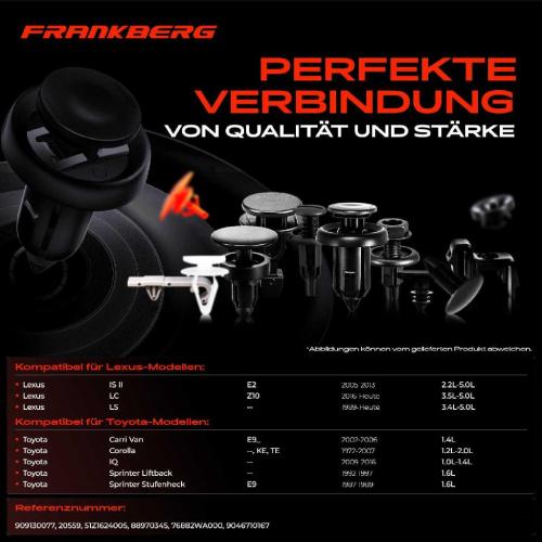 Frankberg 20x Befestigungsclips Verkleidung für Toyota Auris Avensis Corolla Lexus CT Bild Frankberg 20x Befestigungsclips Verkleidung für Toyota Auris Avensis Corolla Lexus CT