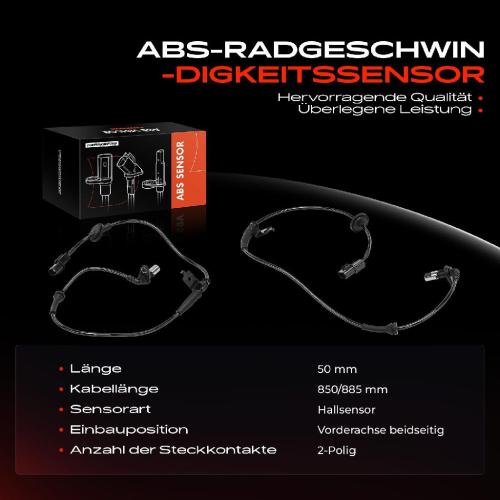 Frankberg 2x ABS Sensor Vorderachse beidseitig für Hyundai H-1 Cargo TQ H-1 Travel 2.5L Bj ab 2008 Bild Frankberg 2x ABS Sensor Vorderachse beidseitig für Hyundai H-1 Cargo TQ H-1 Travel 2.5L Bj ab 2008