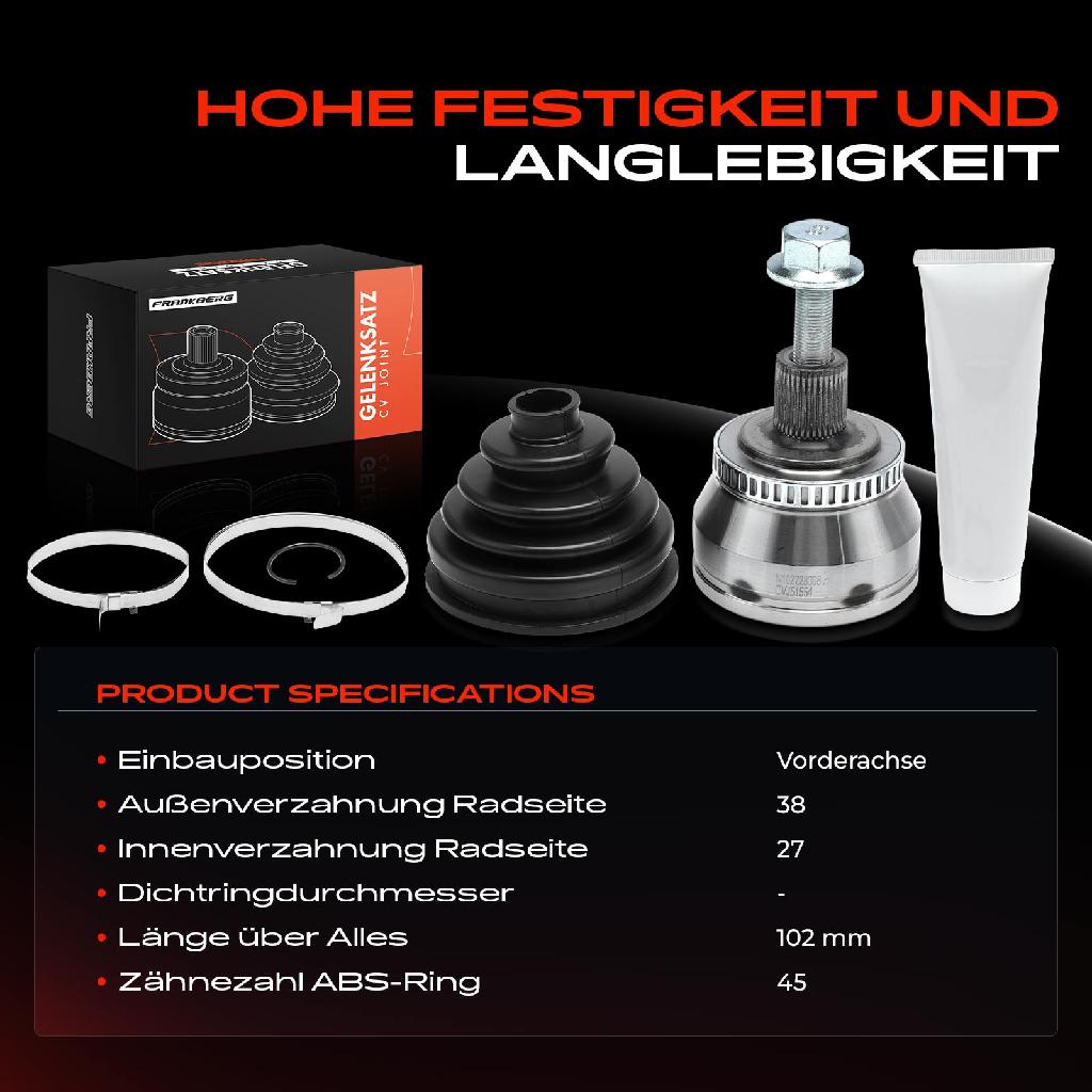 1x Antriebswelle Gelenksatz Vorderachse für Audi A4 8E2 8E5 8H7 Seat Exeo ST