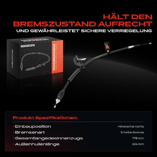 1x Seilzug Feststellbremse Hinterachse rechts für BMW 7 E65 E66 E67 730d 730i 745i 740i Bild 1x Seilzug Feststellbremse Hinterachse rechts für BMW 7 E65 E66 E67 730d 730i 745i 740i