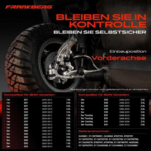 Frankberg 1x Querlenker Satz Vorderachse für BMW 1er Cabriolet E81 E87 E88 E82 E90 E93 E92 E91 2.0L 2004-2013 Bild Frankberg 1x Querlenker Satz Vorderachse für BMW 1er Cabriolet E81 E87 E88 E82 E90 E93 E92 E91 2.0L 2004-2013