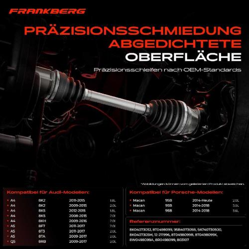 1x Antriebswelle Gelenksatz Vorderachse für Audi A4 8K A5 8T 8F Q5 8RB Porsche Macan 95B Bild 1x Antriebswelle Gelenksatz Vorderachse für Audi A4 8K A5 8T 8F Q5 8RB Porsche Macan 95B