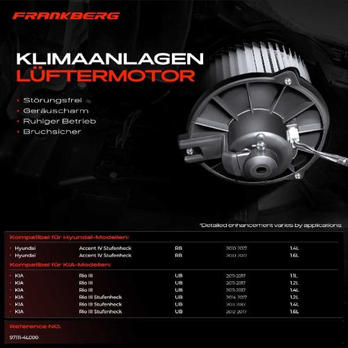 Frankberg 1x Gebläsemotor Innenraumgebläse für Hyundai Accent IV KIA Rio III Bild Frankberg 1x Gebläsemotor Innenraumgebläse für Hyundai Accent IV KIA Rio III