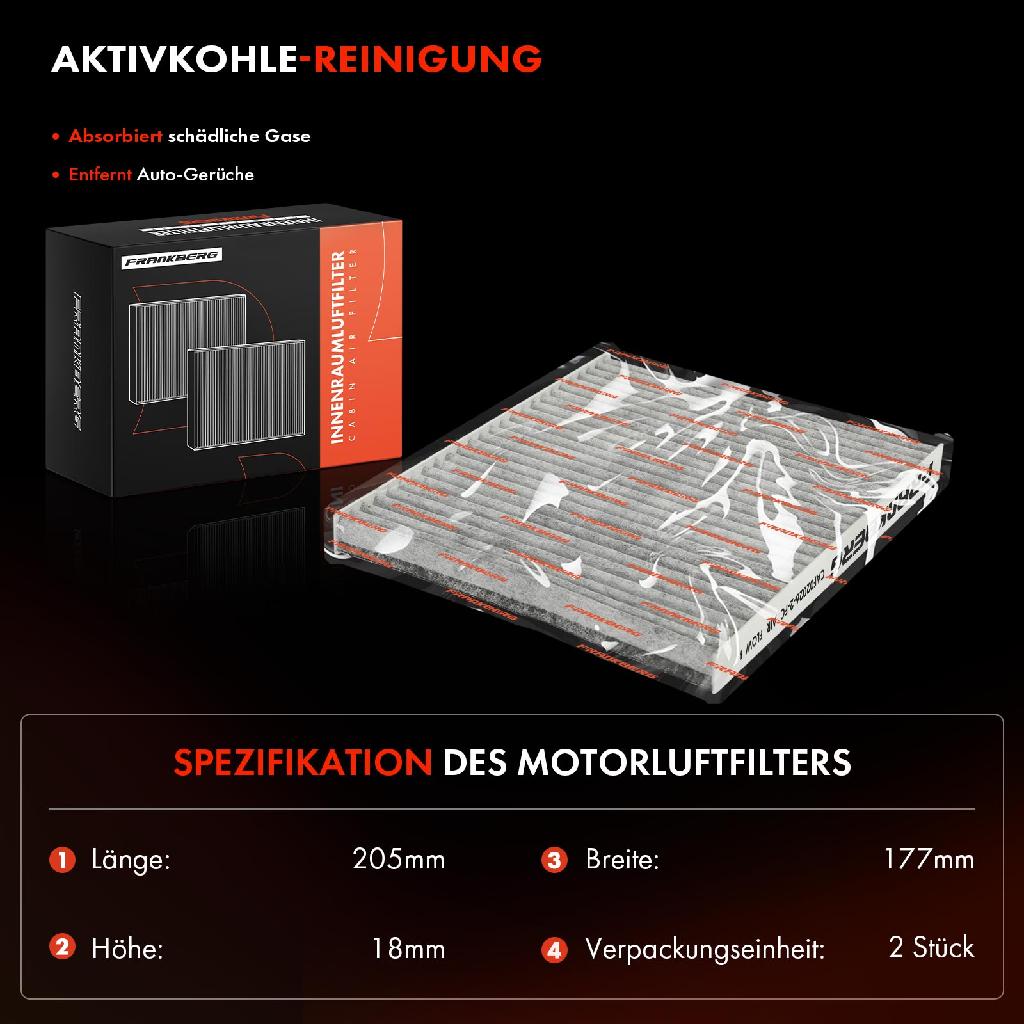2x Innenraumfilter Aktivkohle für Fiat 500 Panda 169 Ford KA Lancia Ypsilon