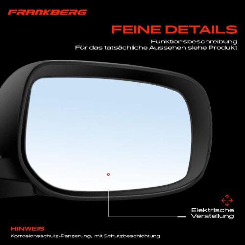 Frankberg 1x Außenspiegel Rechts für Toyota Yaris P9 1.0L 1.3L 1.4L 1.8L 2005-2012 Bild Frankberg 1x Außenspiegel Rechts für Toyota Yaris P9 1.0L 1.3L 1.4L 1.8L 2005-2012