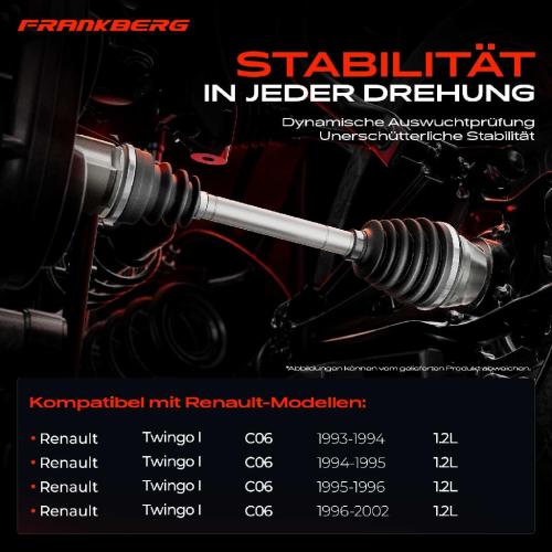 Frankberg 1x Antriebswelle Vorderachse Rechts für Renault Twingo I C06 1.2L 1993-2002 Bild Frankberg 1x Antriebswelle Vorderachse Rechts für Renault Twingo I C06 1.2L 1993-2002
