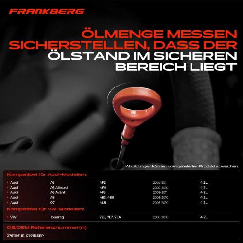 Frankberg 1x Ölmessstab Ölpeilstab Ölstab für VW Touareg 7L6 7L7 7LA Audi A6 Avant 4F A8 Q7 Bild Frankberg 1x Ölmessstab Ölpeilstab Ölstab für VW Touareg 7L6 7L7 7LA Audi A6 Avant 4F A8 Q7