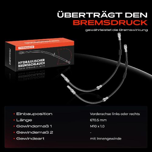 Frankberg 2x Bremsschlauch Bremsschläuche Vorderachse Links oder Rechts für VW Golf VIII CD1 DA1 Tiguan Audi A3 Bild Frankberg 2x Bremsschlauch Bremsschläuche Vorderachse Links oder Rechts für VW Golf VIII CD1 DA1 Tiguan Audi A3