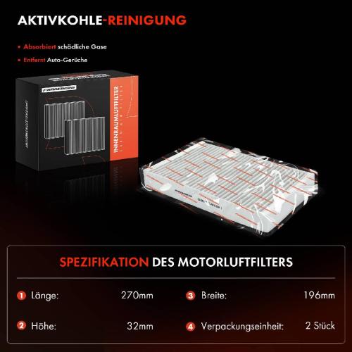 Frankberg 2x Innenraumfilter Aktivkohle für Citroën C5 3 RD RW C6 TD Peugeot 407 6D 6C Bild Frankberg 2x Innenraumfilter Aktivkohle für Citroën C5 3 RD RW C6 TD Peugeot 407 6D 6C