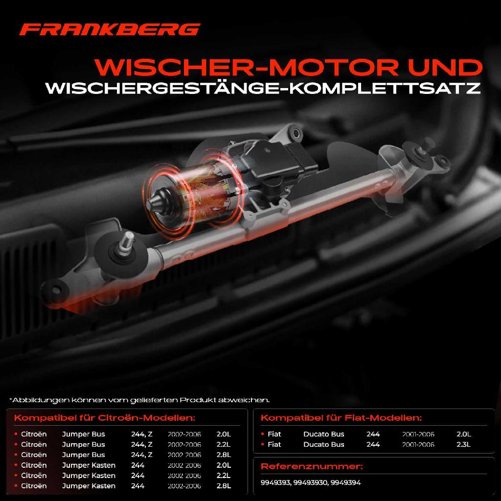 Frankberg 1x Wischerarm Scheibenwischer Vorne für Citroën Fiat Peugeot Boxer