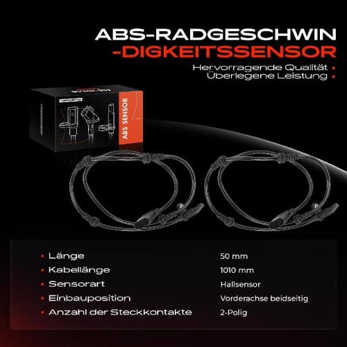 2x ABS Sensor Vorderachse beidseitig für Mercedes-Benz S-Klasse V222 W222 X222 4.7L 4.0L 6.0L 5.5L 2013-2020 Bild 2x ABS Sensor Vorderachse beidseitig für Mercedes-Benz S-Klasse V222 W222 X222 4.7L 4.0L 6.0L 5.5L 2013-2020