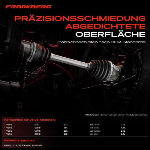 Frankberg 1x Antriebswelle Gelenksatz Vorderachse für Volvo S70 874 S80 II 124 V70 II XC90 I Bild Frankberg 1x Antriebswelle Gelenksatz Vorderachse für Volvo S70 874 S80 II 124 V70 II XC90 I