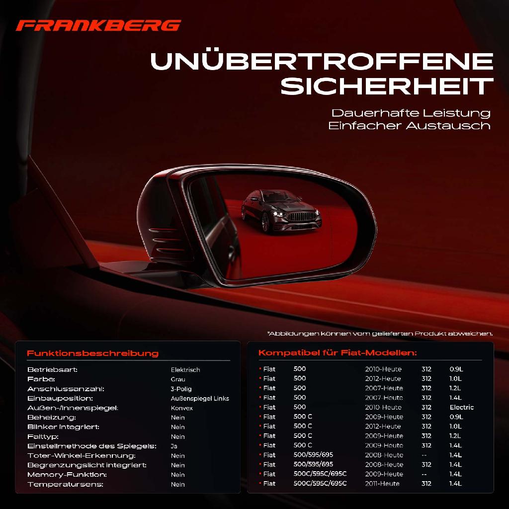 1x Außenspiegel Links für Fiat 500 C 595 695 595C 695C 312
