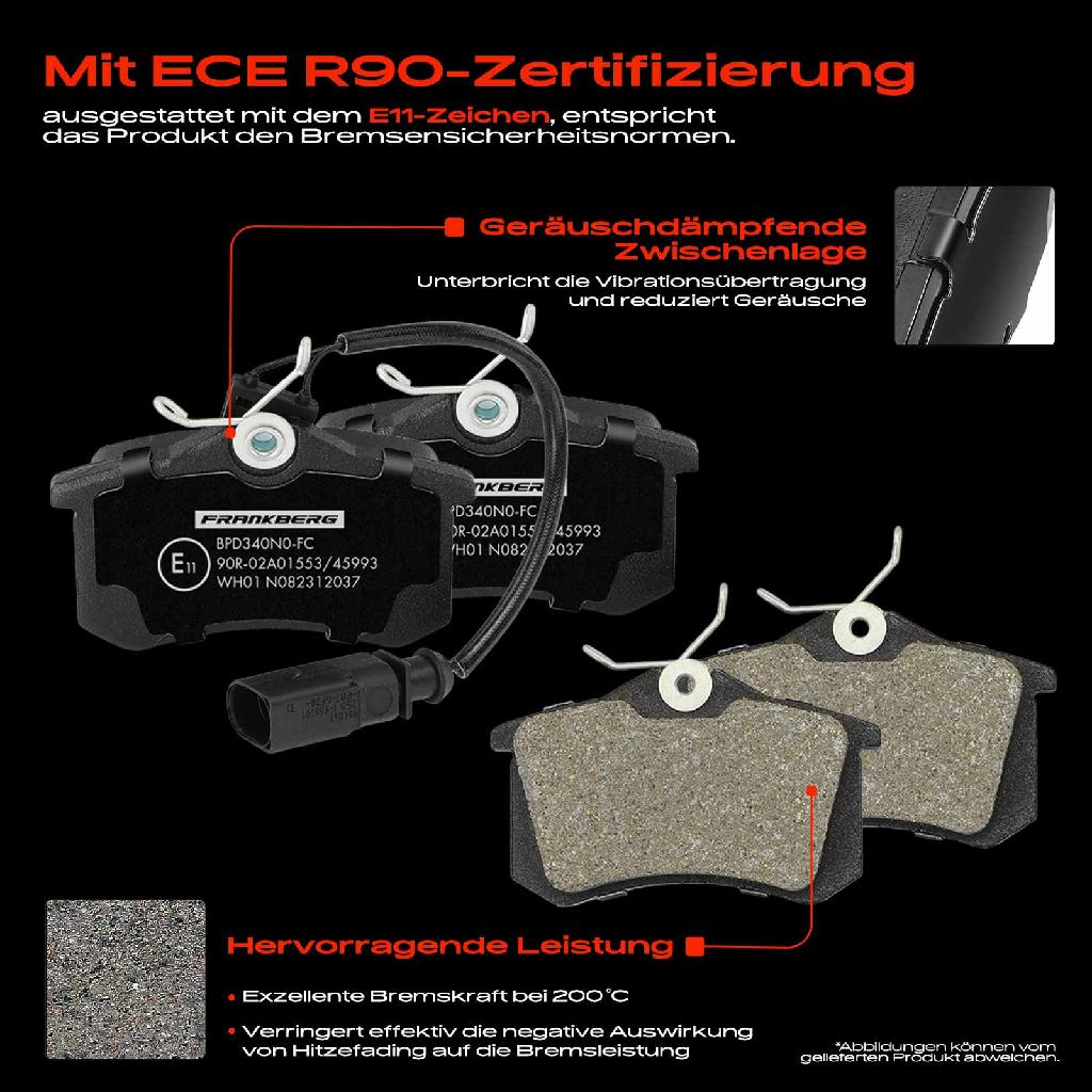 4x Bremsbeläge Hinterachse für VW Sharan Ford Galaxy WGR Seat Alhambra Van 2000-2010