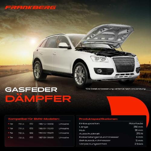Frankberg 2x Gasfeder Dämpfer Motorhaube für BMW 7er E32 Limousine 1986-1994 Bild Frankberg 2x Gasfeder Dämpfer Motorhaube für BMW 7er E32 Limousine 1986-1994