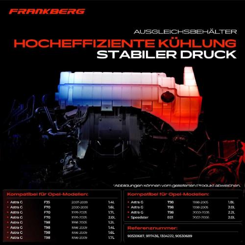 Frankberg 1x Ausgleichsbehälter Kühlmittelbehälter für Opel Astra G CC Cabriolet Caravan Coupe Stufenheck Bild Frankberg 1x Ausgleichsbehälter Kühlmittelbehälter für Opel Astra G CC Cabriolet Caravan Coupe Stufenheck