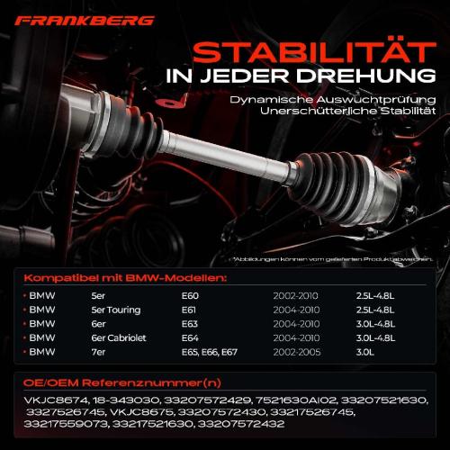 1x Antriebswelle Hinterachse Links oder Rechts für BMW 5er E60 E61 6er E63 E64 7er E65 E66 E67 Bild 1x Antriebswelle Hinterachse Links oder Rechts für BMW 5er E60 E61 6er E63 E64 7er E65 E66 E67