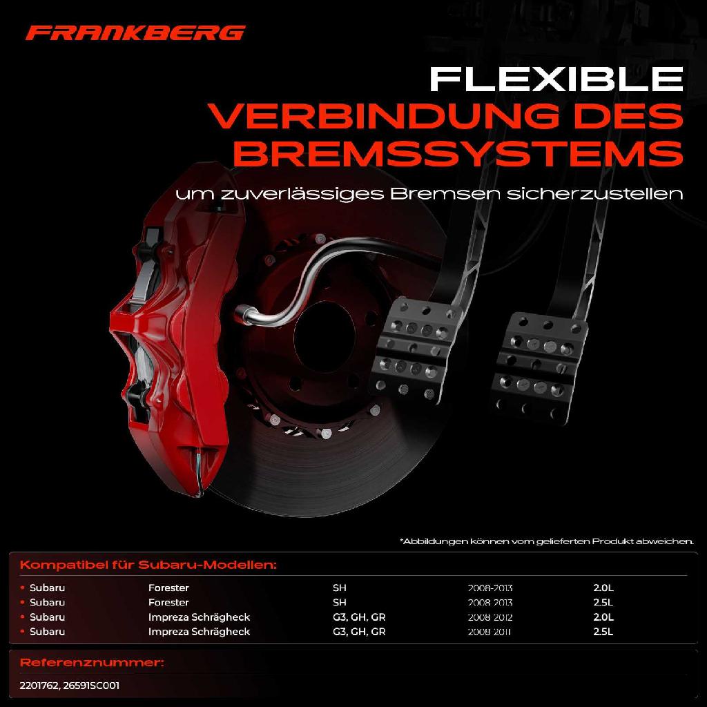 1x Bremsschlauch Bremsschläuche Hinterachse Rechts für Subaru Forester SH Impreza G3 2.0L