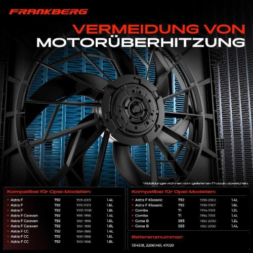 1x Motorkühller Einfachlüfter mit Kühlerlüfterrahmen Opel Astra F T92 CC Combo Corsa B 1.2L-1.8L Bild 1x Motorkühller Einfachlüfter mit Kühlerlüfterrahmen Opel Astra F T92 CC Combo Corsa B 1.2L-1.8L