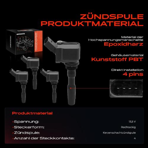 Frankberg 4x Z ndmodul Z ndspule f r VW Golf VII Jetta IV Polo Scirocco Passat Alltrack Variant Tiguan Allspace T-ROC Bild Frankberg 4x Z ndmodul Z ndspule f r VW Golf VII Jetta IV Polo Scirocco Passat Alltrack Variant Tiguan Allspace T-ROC