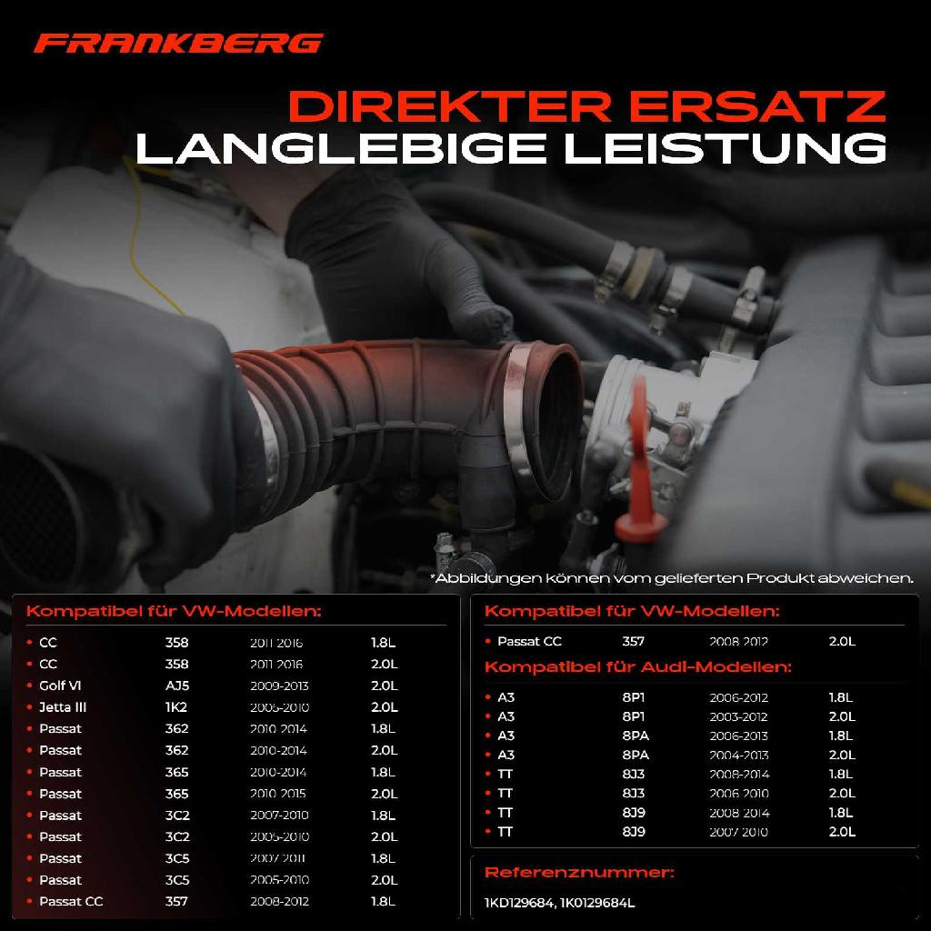 1x Ansaugschlauch, Luftfilter für VW Golf 5 6 Passat Audi A3 Seat Leon Altea Skoda