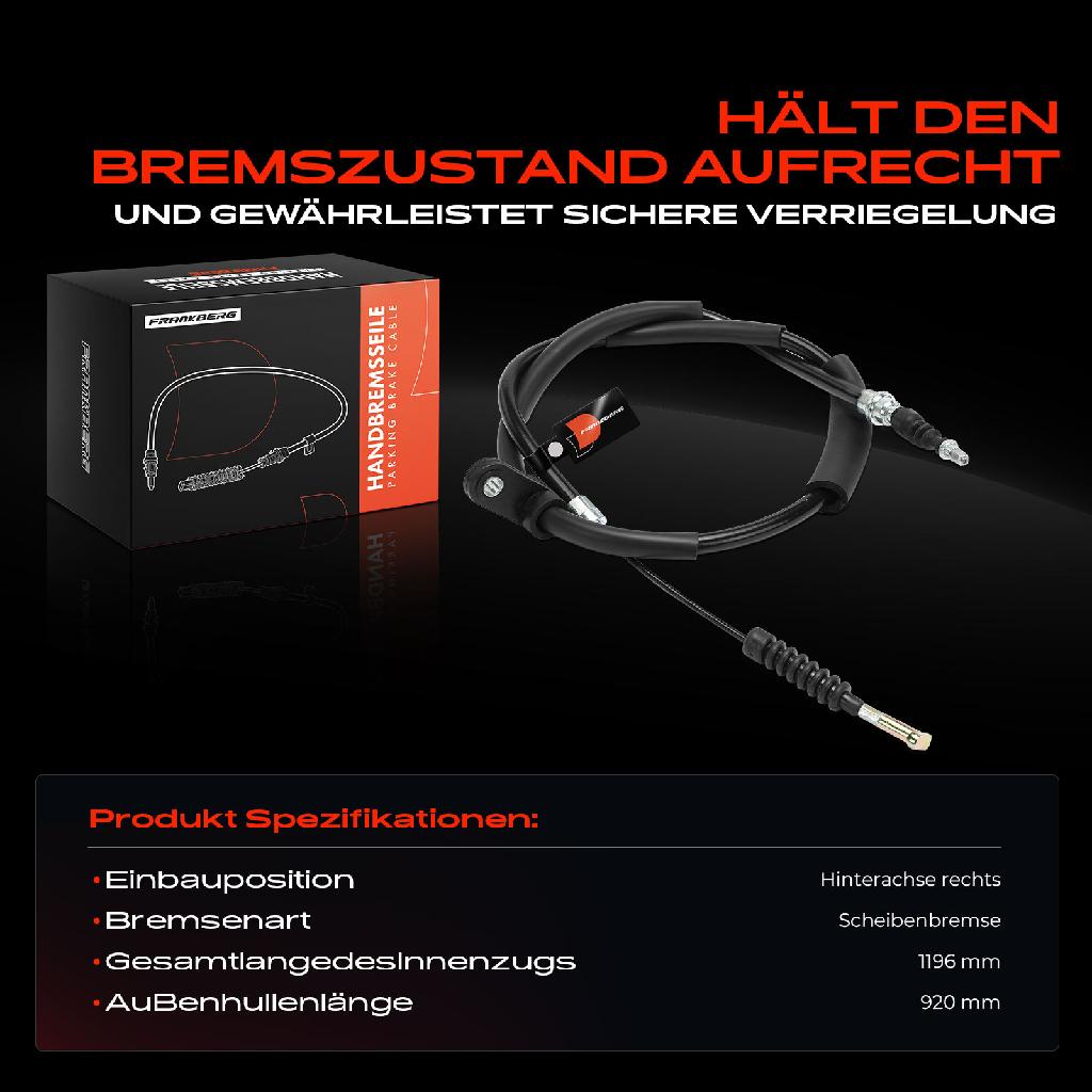 1x Seilzug Feststellbremse Hinterachse rechts für Alfa Romeo 156 Sportwagon 932 GT 937