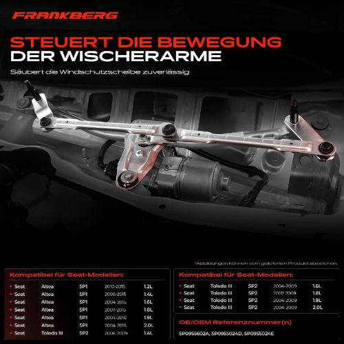 1x Wischergestänge Vorne für Seat Altea 5P1 Toledo III 5P2 2004-2015 Bild 1x Wischergestänge Vorne für Seat Altea 5P1 Toledo III 5P2 2004-2015